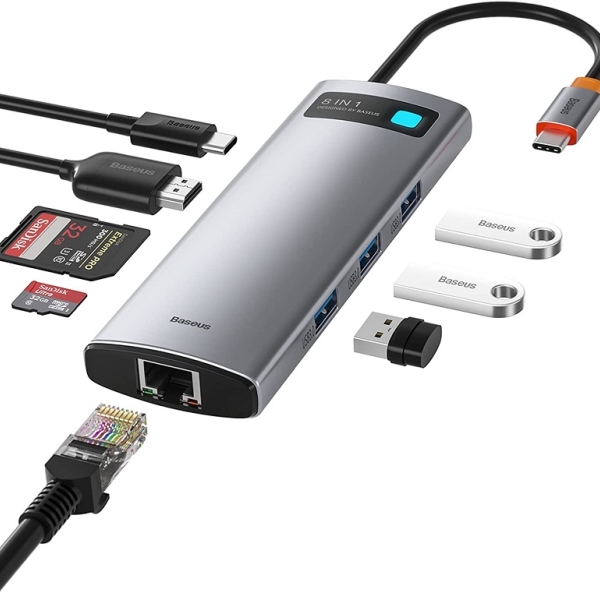 هاب 8 پورت USB-C باسئوس مدل CAHUB-CV0G