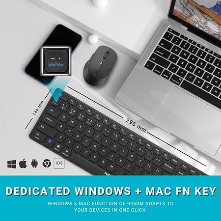 ست کیبورد و ماوس وایرلس رپو   Rapoo Multi Mode Silent Keyboard and Mouse Combo Wireless Bluetooth 93500M