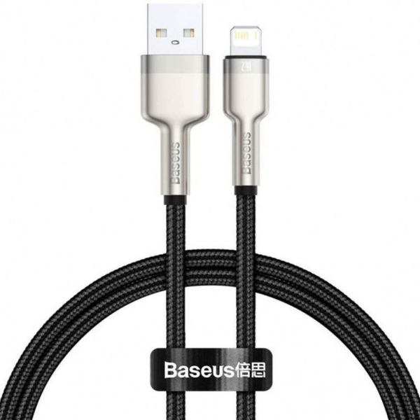 کابل شارژ سریع یو‌اس‌بی به لایتنینگ 25 سانتی‌متری باسئوس Cafule Series Metal Data Cable USB to IP 2.4A