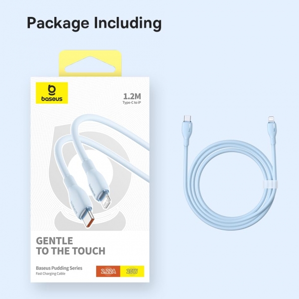 کابل شارژ سریع و انتقال داده باسئوس Baseus Pudding Series Fast Charging Cable Type-C to iP 20W 1.2m