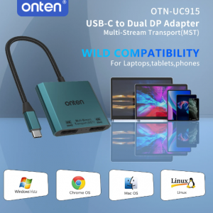 تبدیل USB-C به Dual DP اونتن مدل Onten USB-C to Dual DP adapter OTN-UC915