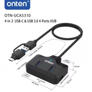 هاب اونتن مدلOTN-UCA5310  چهار پورت 4in-2 USB3.0 high-speed HUB USB-A/USB-C dual connector