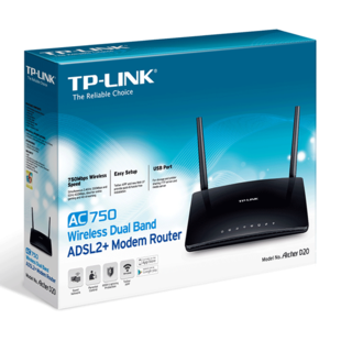 TP-LINK Archer D20 Wireless AC750 Dual Band ADSL2+ Modem Router &#8211; مودم روتر +ADSL2 بی‌سیم AC750 تی پی-لینک مدل Archer D20