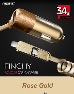 شارژر فندکی ريمکس مدل Finchy RC-C103 به همراه کابل شارژ