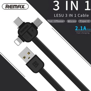 کابل تبديل USB به microUSB/USB-C/لايتنينگ ريمکس مدل LESU RC-066