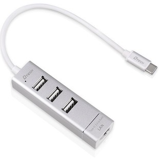 هاب 3 پورت Type-c به USB2وLAN دیتک مدل Dtech DT-T0024 TYPE-C TO USB2.0 HUB with 10-100Mbps Ethernet-4