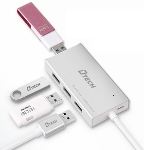 هاب 4 پورت USB-3 سیم دار دیتک مدل DT-3308 به طول 25 سانتی متر Dtech