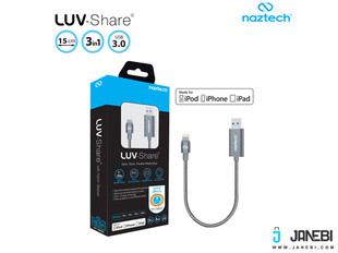 فلش مموری نزتک مدل LUV-share با ظرفیت 128 گیگابایت همراه با کابل تبديل USB به لايتنينگ