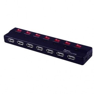 هاب 7 پورت USB2.0 سوئیچ دار همراه آداپتور فرانت