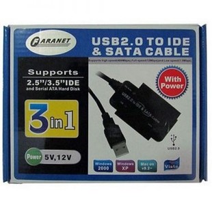 2-آداپتور مبدل USB2.0 به IDE و SATA چراغ دار همراه پاور فرانت