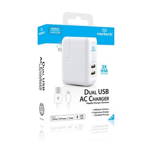 Naztech N422 Dual USB AC Charger lightning
