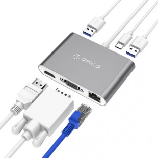 مبدل USB-C به USB/RJ45/VGA/HDMI اوریکو مدل RCNB