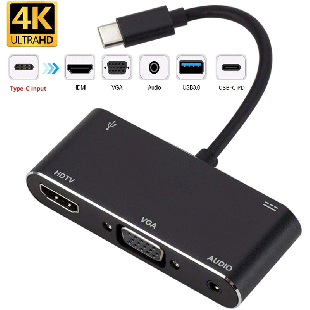 تبدیل USB TYPE-C به HDMI/VGA/USB3 و صدا مدل 9573S برای مک بوک با کیفیت 4k