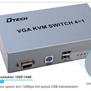 سوئیچ کی وی ام 4 به 1 دیتک  DTECH DT-7017 KVM Switch 4X1