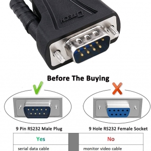 کابل سریال RS232 نری به نری دیتک DTECH 5 Feet DB9 9 Pin Serial Cable Male to Male RS232