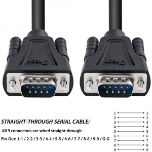 کابل سریال RS232 نری به نری دیتک DTECH 5 Feet DB9 9 Pin Serial Cable Male to Male RS232