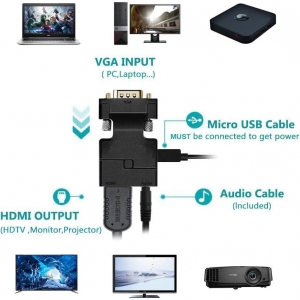 تبدیل کانکتور  VGA به HDMI با صدا و پاور