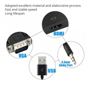 تبدیل vga به hdmi با کابل صدا و برق