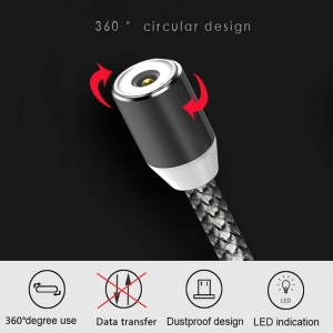 کابل شارژ مگنتی چند کاره مدل   Magnetic USB Charging Cable Micro USB Type C Lighting with LED DP-S06