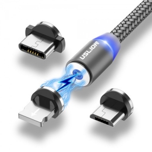 کابل شارژ مگنتی چند کاره مدل   Magnetic USB Charging Cable Micro USB Type C Lighting with LED DP-S06