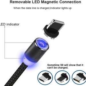 کابل شارژ مگنتی چند کاره مدل   Magnetic USB Charging Cable Micro USB Type C Lighting with LED DP-S06