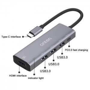 تبدیل  اونتن  ONTEN  type-c to hdmi /usb3 / PD  OTN-95123