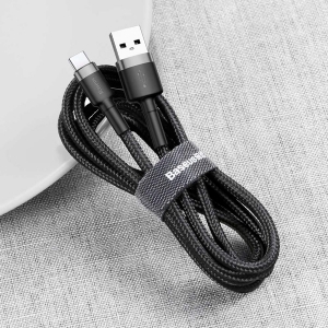 کابل USB به  TYPE_C  باسئوس Baseus cafule Cable USB For Type-C 2A 2M Gray+Black