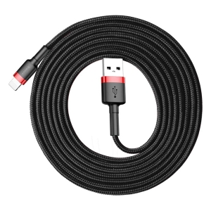 کابل USB به لایتنینگ باسئوس  Baseus cafule Cable USB For lightning 1.5A 2M Red+Black