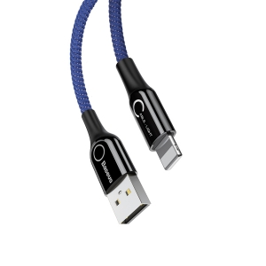 کابل USB به لایتنینگ هوشمند باسئوس Baseus C-shaped Light Intelligent power-off Cable Blue