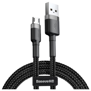 کابل USB به  MICRO  باسئوس Baseus cafule Cable USB For Micro 2A 3m Gray+Black