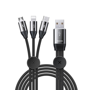 کابل شارژ 3 سر میکرو , لایتنینگ و تایپ سی باسئوس Baseus Car Co-sharing Cable USB For M+L+T 3.5A 1m Black
