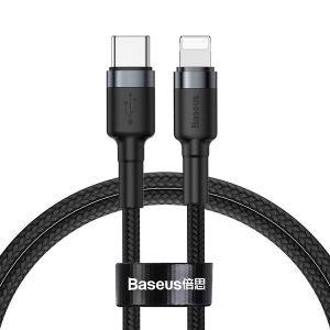کابل TYPE_C به لایتنینگ  باسئوس Baseus Cafule Cable Type-C to iP PD 18W 1m Gray+Black