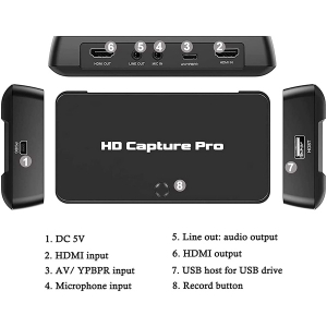 کارت کپچر ایزی کپ  Ezcap 1080P Game Capture Card via HDMI/Ypbpr/AV Input with Schedule Recording/Remote Control Compatible with Nintendo Switch PS4 and PS3, Xbox one, N64, Blu-Ray ezcap295