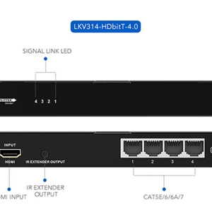 اسپلیتر اکستندر 1 به 4 HDMI لنکنگ مدل HDMI Extender Splitter over CAT6 with IR Up to 120M LKV314-HDbitT 1X4