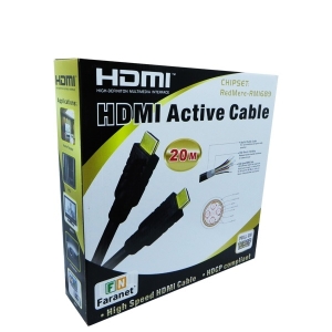 کابل HDMI کانکتور طلایی سه بعدی 20 متر فرانت مدل  Faranet HDMI 1.4V M/M Gold plated 3D & 4K 20m (Active chipset) FN-HCB200