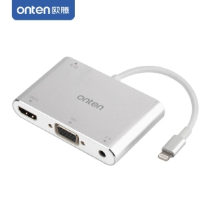 تبدیل درگاه لایتنینگ به HDMI , VGA همراه با انتقال صدا اونتن مدل  lightning to  HDMI+VGA ,audio dongl+micro adapter OTN-7585C