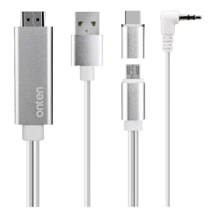 کابل تبدیل دو در یک micro+type-c به HDMI همراه با انتقال صدا اونتن مدل micro+type-c to HDMI with audio cable OTN-7559S