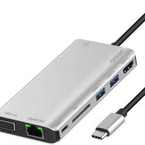 داک هاب استیشن8 کاره اونتن مدل type-c to hdmi/vga/usb3.0*2/type-c*1/SD/RJ45 dock station OT-9591B