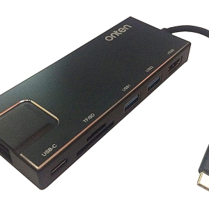 هاب 7 پورت TYPE-C اونتن مدل TYPE-C 3.1 to HDMI+LAN+SD卡+TF card reader+PD I adapter OTN-9180