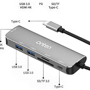 هاب TYPE-C اونتن مدل Type C to hmdi with PD six in one converter OTN-95116D