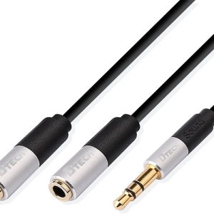 کابل صدا 1به 2 AUX دیتک مدل DTECH 3.5mm Stereo Audio Y Splitter T0222