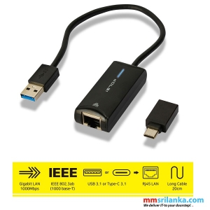 مبدل USB به گیگابیت اترنت آی ای تاپ مدل IETOP USB-C/A to Gigabit Ethernet Adapter AD-LAN-01
