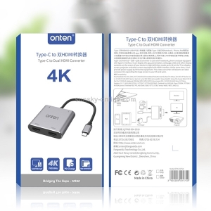 Onten 4 in 1 USB-C / Type-C to Dual HDMI + USB 3.0 4K HD Video Converter (9175K)