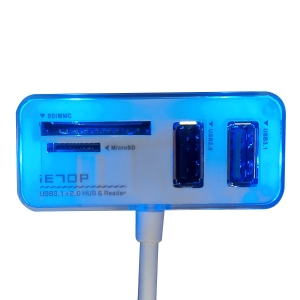 هاب 4 پورت آی ای تاپ مدل IETOP 4Port Hub+SD/TF Card Reader TC-256