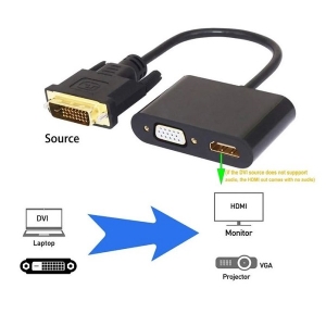 مبدل DVI به HDMI و VGA با صدا مدل DVI To HDMI VGA With Audio HT0101