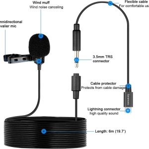 میکروفون یقه ای لایتنینگ سارامونیک مدل Saramonic iOS Lavalier Microphone LavMicro U1B