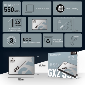 گارانتی اس اس دی اینترنال تیم گروپ مدل GX2 ظرفیت 512 گیگابایت
