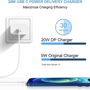 شارژر 20 وات اورجینال آیفون 14  اپل Apple Iphone  14  20W USB-C Power Adapter to Lightning Cable.jpg