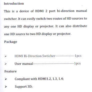 سوئیچ 2 پورت HDMI فرانت مدل FN-S212