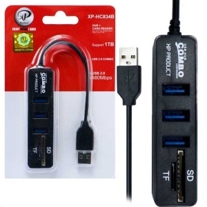 هاب USB 2.0 سه پورت وکارت خوان ایکس پی مدل XP-HC834E